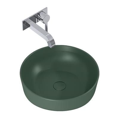 Umywalka ceramiczna ROCA Lorca nablatowa okrągły bez otworu bez przelewu 415 x 415 x 135 mm forest green matt | RE040420047010