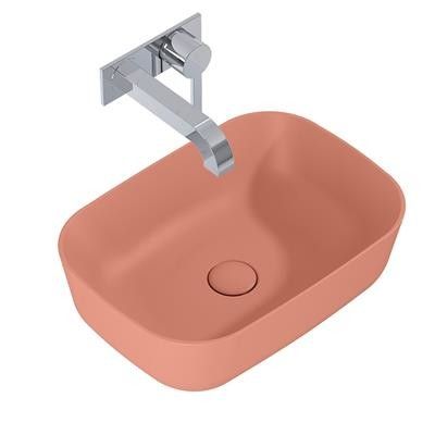 Umywalka ceramiczna ROCA Reni nablatowa bez otworu bez przelewu 455 x 325 x 135 mm terra pink matt | RE040460036600