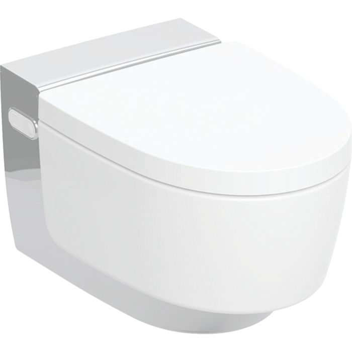 Urządzenie WC GEBERIT AquaClean Mera Classic wirowe 36 x 59 x 38 cm biały z powłoką KeraTect  z funkcją higieny intymnej, panel dekoracyjny chrom błyszczący