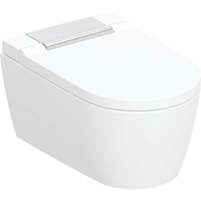 Urządzenie WC GEBERIT AquaClean Sela wirowe 37.5 x 57 x 40 cm biały z powłoką KeraTect z funkcją higieny intymnej, panel dekoracyjny chrom błyszczący