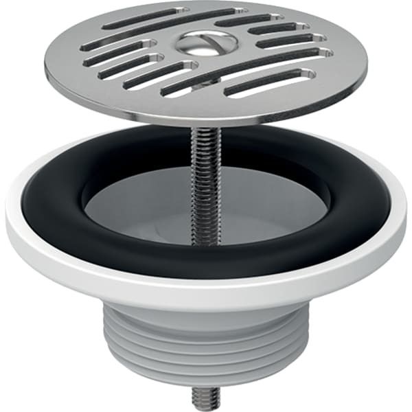 Zawór zestawu odpływowego GEBERIT stal nierdzewna/tworzywo sztuczne 1 1/4 x 50 mm chrom ze swobodnym przepływem, kratka | 152005001