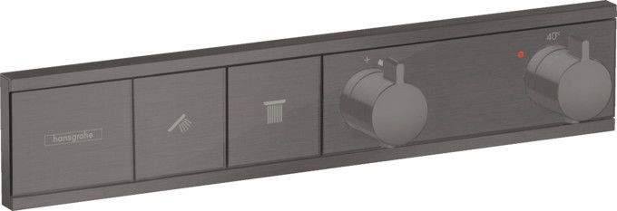 RainSelect bateria prysznicowa podtynkowa, do montażu z zestawem podstawowym termostatyczna do 2 odbiorników, element zewnętrzny 456 x 90 mm czarny chrom szczotkowany