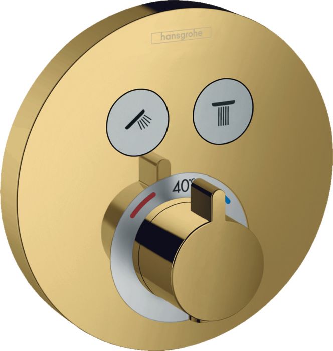 Bateria prysznicowa podtynkowa termostatyczna HANSGROHE ShowerSelect S 1-uchwytowa złota optyczna polerowana | 15743990