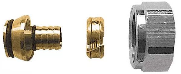 Przyłącze zaciskowe do rur PE-X, PB i rur wielowarstwowych z wkładką aluminiową HERZ M 22x1,5 16x2,0 tulejka, pierścień i nakrętka zaciskowa | 1606603