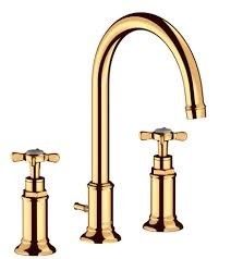 Bateria umywalkowa stojąca HANSGROHE Axor Montreux 2-uchwytowa 3-otworowa złoto optyczne polerowane zawiera: zestaw odpływowo-przelewowy | 16513990