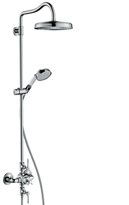 Komplet prysznicowy termostatyczny HANSGROHE Axor Montreux mosiądz wielkość głowicy: fi.240 mm, długość ramienia: 430 mm chrom 1 jet (strumień: Rain), wybór odbiornika poprzez przekręcanie | 16572000