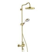 Komplet prysznicowy termostatyczny HANSGROHE Axor Montreux mosiądz wielkość głowicy: fi.240 mm, długość ramienia: 430 mm złoto optyczne polerowane 1 jet (strumień: Rain), wybór odbiornika poprzez przekręcanie | 16572990