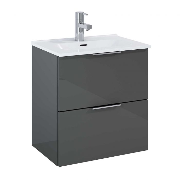 Set płyta laminowana 504 x 344 x 530 mm anthracite (RLO4121) 2 szuflady z pełnym wysuwem i funkcją cichego samodomyku ROCA Street Plus 50 2S szafka + umywalka | RE020500106610