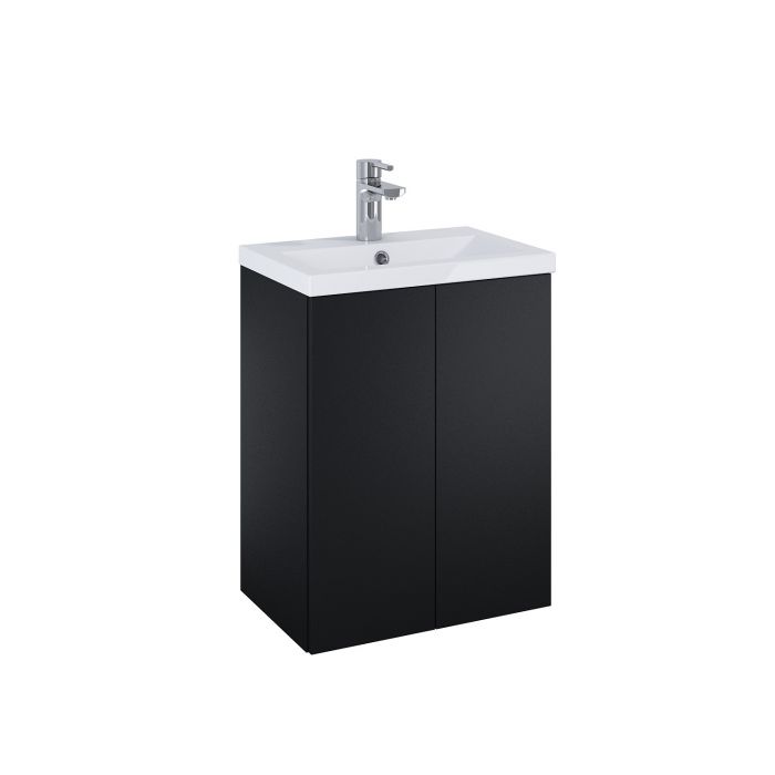 Zestaw łazienkowy 496 x 350 x 635 mm black matt ROCA Kido 50 2D zawiera: szafkę z 2 drzwiczkami + umywalkę | RE020500117160