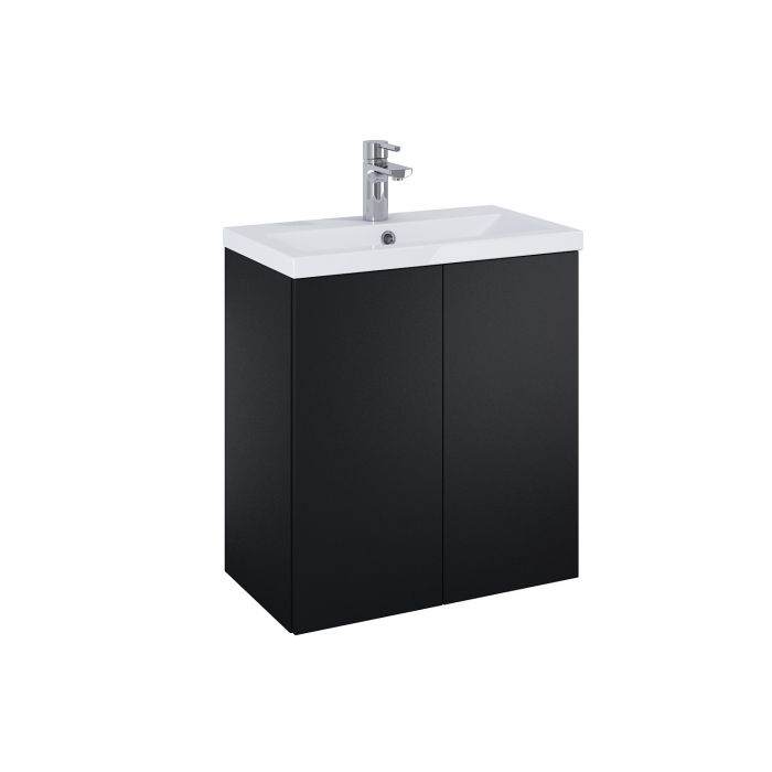 Zestaw łazienkowy 596 x 350 x 635 mm black matt ROCA Kido 60 2D zawiera: szafkę z 2 drzwiczkami + umywalkę | RE020600117160