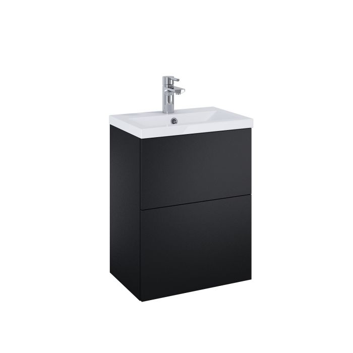 Zestaw łazienkowy 496 x 350 x 635 mm black matt ROCA Kido Set 50 2S zawiera: szafkę z 2 szufladami + umywalkę  | RE020501117160