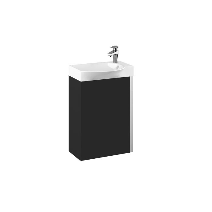 Zestaw łazienkowy 452 x 340 x 680 mm black matt ROCA Summer 45 1D zawiera: szafkę z 1 drzwiczkami + umywalkę | RE020450147160