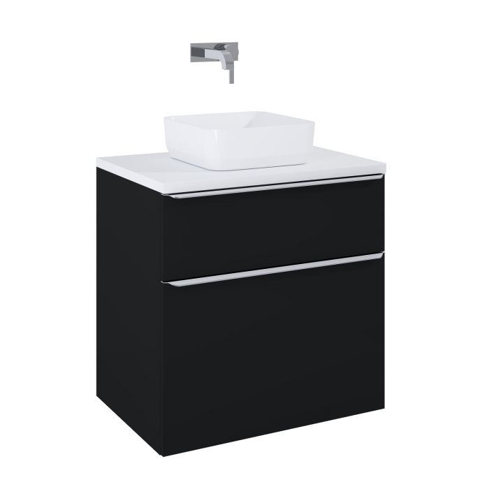 Szafka 715 x 487 x 695 mm black matt z 2 szufladami, do kompletowania z uchwytami (sprzedawanymi osobno) ROCA Lofty 70 2S | RE010700027160