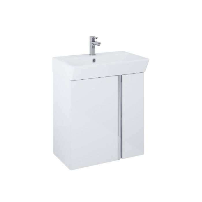 Set 580 x 326 x 602 mm white HG ROCA Skye 60 2D zawiera: szafkę z 2 drzwiami + umywalkę ceramiczną  | RE020600128060