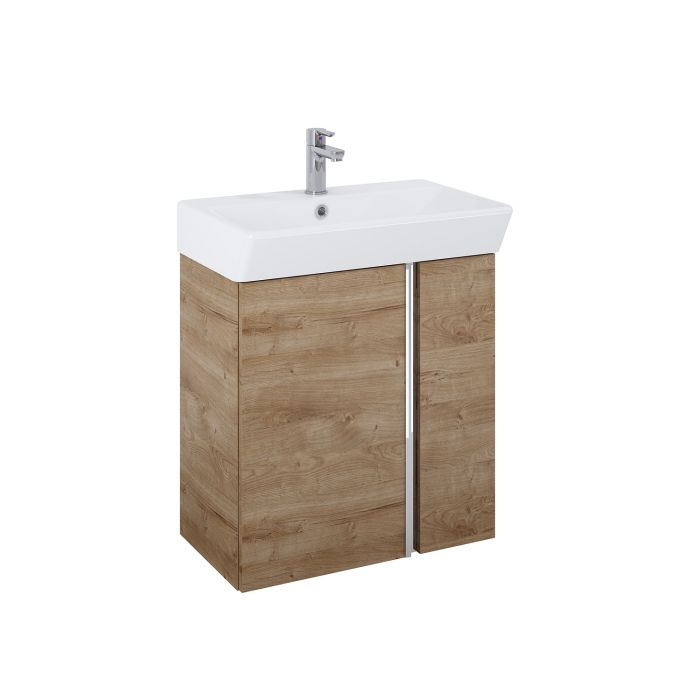 Zestaw łazienkowy 580 x 326 x 602 mm dąb canela ROCA Skye 60 2D zawiera: szafkę z 2 drzwiczkami + umywalkę | RE020600127050