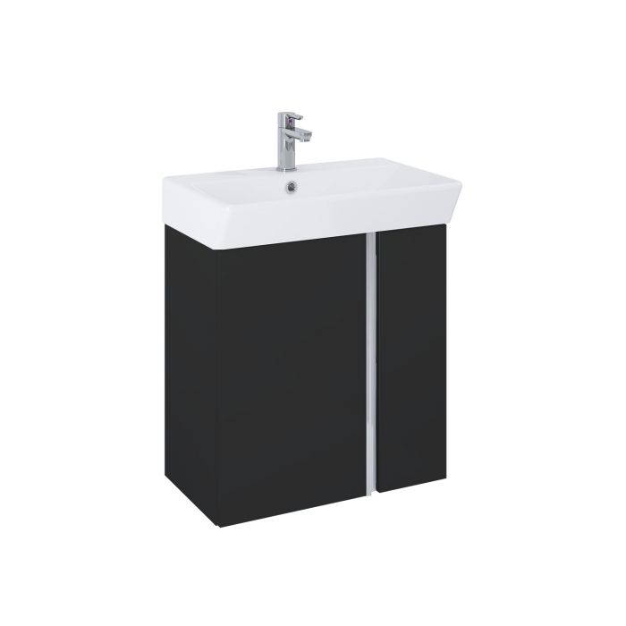 Zestaw łazienkowy 580 x 326 x 602 mm black matt ROCA Skye 60 2D zawiera: szafkę z 2 drzwiczkami + umywalkę | RE020600127160
