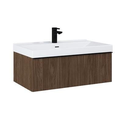 Szafka podwieszana z płyty laminowanej 800 x 449 x 281 mm orzech lincoln z 1 szufladą ROCA LOOK 80 1S | RE010803027060