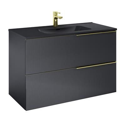 Szafka łazienkowa podwieszana płyta laminowana 1000 x 453 x 635 mm black matt z 2 szufladami ROCA Soho 100 2S | RE011004047160