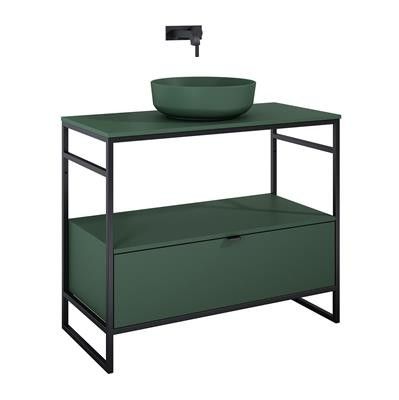 Szafka do stelaża z płyty laminowanej 957 x 455 x 275 mm forest green matt z 1 szufladą ROCA INDUS 100 1S | RE011000077010