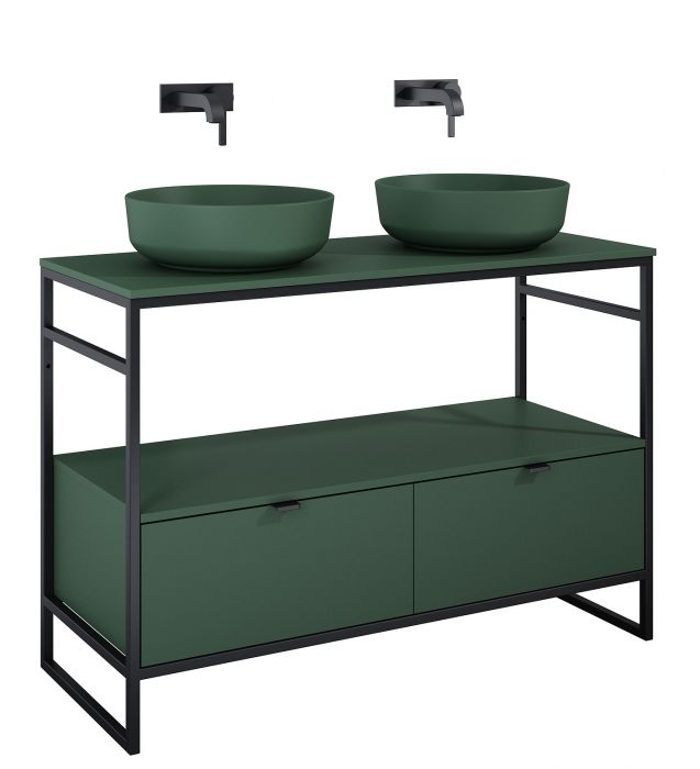 Szafka do stelaża front i korpus wykonany z płyty 16mm laminowanej 1158 x 455 x 275 mm forest green matt z 2 szufladami ROCA Indus 120 2S | RE011200077010