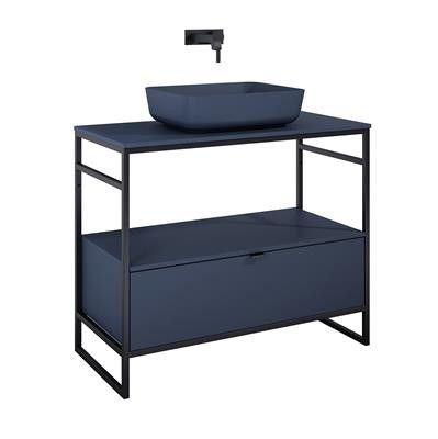 Szafka do stelaża z płyty laminowanej 957 x 455 x 275 mm navy blue matt z 1 szufladą ROCA INDUS 100 1S | RE011000077030