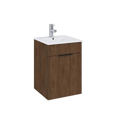 Set podwieszany płyta laminowana 405 x 405 x 580 mm orzech lincoln 1 drzwiczki ROCA Qubo Plus 40 1D szafka + umywalka ceramiczna | RE020400147060