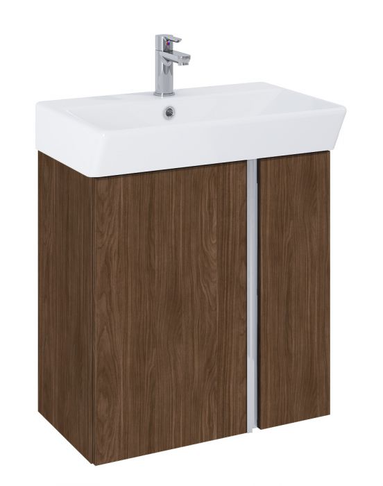 Zestaw łazienkowy 580 x 326 x 602 mm orzech lincoln ROCA Skye 60 2D zawiera: szafkę z 2 drzwiczkami + umywalkę | RE020600127060