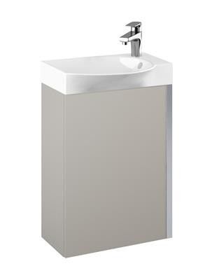 Zestaw łazienkowy podwieszany płyta laminowana 16mm 452 x 340 x 680 mm fume matt ROCA Summer 45 1D zawiera: szafkę z 1 drzwiczkami i umywalkę ceramiczną prawą | RE020450147020
