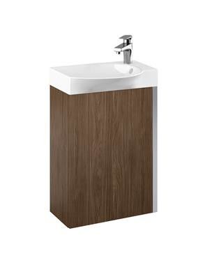 Zestaw łazienkowy płyta laminowana 16mm 452 x 340 x 680 mm orzech lincoln ROCA Summer 45 1D zawiera: szafkę z 1 drzwiczkami + umywalkę | RE020450147060