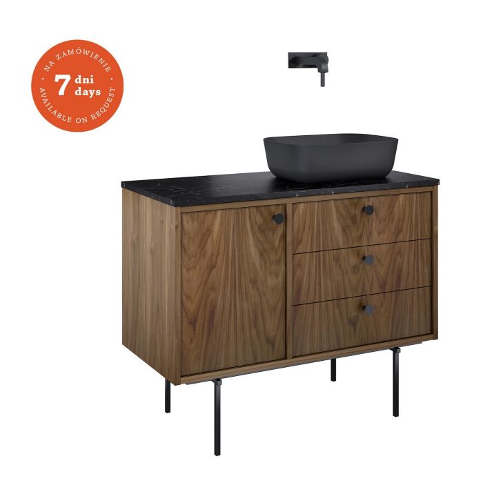 Szafka łazienkowa podwieszana płyta MDF 1000 x 456 x 540 mm orzech amerykański 3 szuflady, 1 drzwi ROCA LEGACY 100 3S 1D P | RE01100109D480