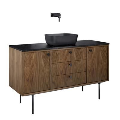 Szafka łazienkowa podwieszana płyta MDF 1400 x 456 x 540 mm orzech amerykański 3 szuflady, 2 drzwi ROCA Legacy 140 3S 2D | RE01140109D480