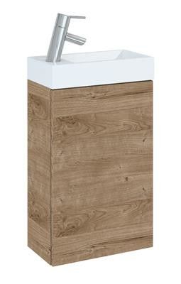 Set podwieszany płyta laminowana 402 x 222 x 680 mm dąb canela 1 drzwi ROCA Young Basic 40 1D szafka z umywalką ceramiczną  | RE168991007050