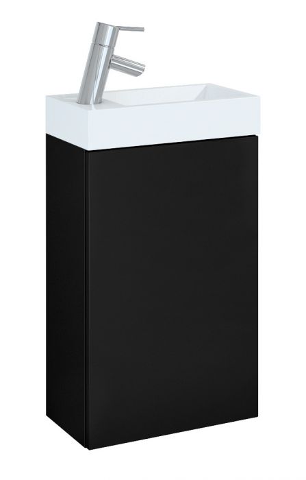 Set podwieszany płyta laminowana 402 x 222 x 680 mm black matt 1 drzwi ROCA Young Basic 40 1D szafka z umywalką ceramiczną | RE168996007160