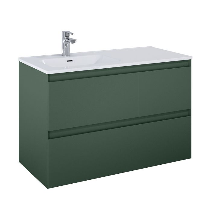 Szafka podumywalkowa podwieszana z płyty MDF 1000 x 458 x 635 mm Forest Green z 3 szufladami ROCA Split 100 3S | RE011006157010