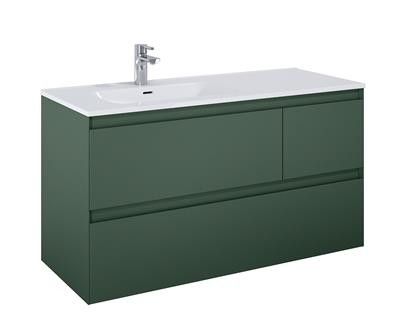Szafka podwieszana z płyty MDF 1200 x 458 x 635 mm forest green matt z 3 szufladami ROCA Split 120 3S | RE012006157010