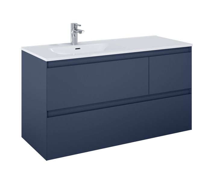 Szafka płyta MDF 16mm 1200 x 460 x 635 mm navy blue matt z 3 szufladami ROCA Split 120 3S | RE012006157030