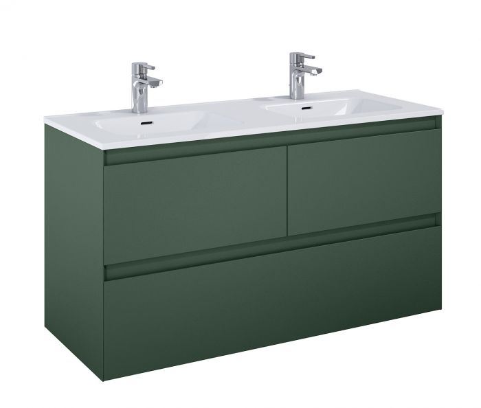 Split szafka 120 3S z 3 szufladami 1200 x 458 x 635 mm z płyty MDF 16mm forest green matt prowadnice soft-close, pełny wysuw, cienkie stalowe boki szuflad