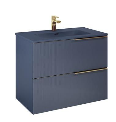 Szafka łazienkowa podwieszana płyta laminowana 800 x 453 x 635 mm navy blue matt z 2 szufladami ROCA Soho 80 2S | RE010804047030
