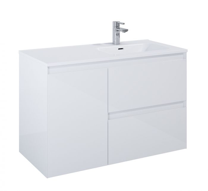 Szafka cargo 1000 x 460 x 635 mm biała wysoki połysk z 2 szufladami ROCA Split 100 2S | RE011005058060