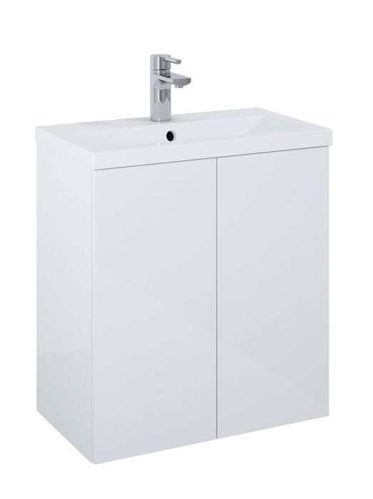 Zestaw łazienkowy 596 x 350 x 635 mm white high gloss ROCA Kido 60 2D zawiera: szafkę z 2 drzwiczkami + umywalkę | RE020600118060