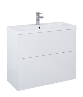 Zestaw łazienkowy 810 x 358 x 675 mm white hg z 2 szufladami ROCA Kido 80 2S w zestawie: szafka + umywalka ceramiczna, 2 regulowane zawieszki metalowe | RE020801118060