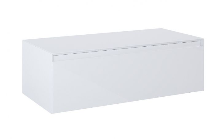 Komoda z blatem, podwieszana z płyty MDF 1000 x 458 x 319 mm biała połysk z 1 szufladą ROCA SPLIT SLIM 100 1S | RE081004058060