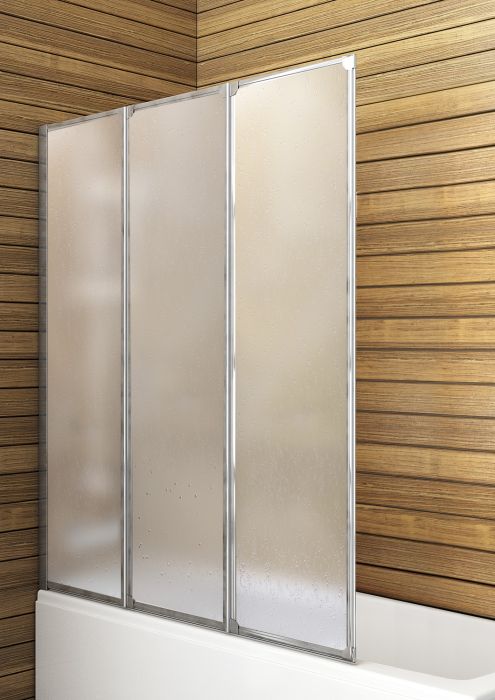 Parawan 3-elementowy ARMATURA KRAKÓW STANDARD 1210 - 1220 mm x 1390 mm chrom mat polistyren przezroczysty  | 17004000P