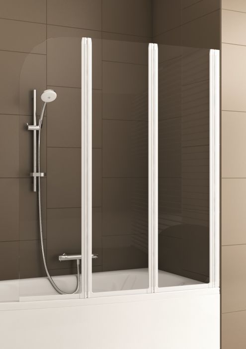 Parawan 3-elementowy ARMATURA KRAKÓW MODERN 3 1205 - 1215 mm x 1400 mm biały szkło hartowane przezroczyste | 17006953P