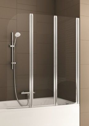 Parawan 3-elementowy ARMATURA KRAKÓW MODERN strona lewa 1205-1215 mm x 1400 mm chrom mat szkło hartowane lines bez powłoki | 17006956P