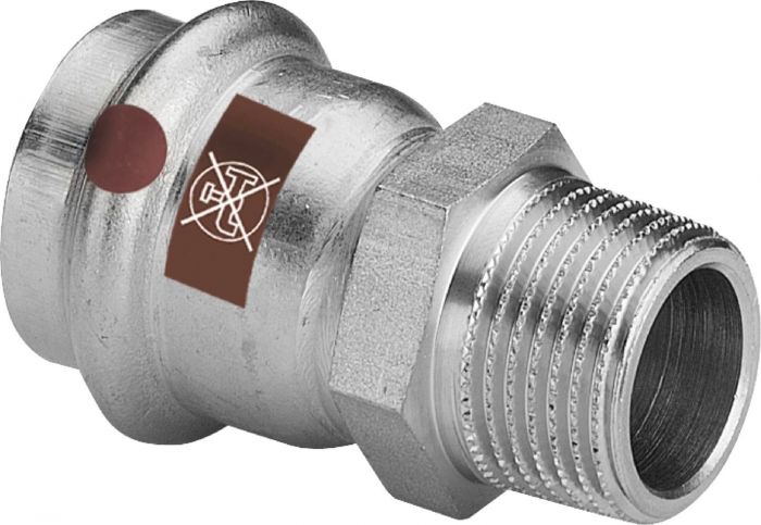 Złączka przejściowa z SC-Contur ze stali nierdzewnej przyłącze zaprasowywane 22 mm x 3/4" GZ Temponox 1711