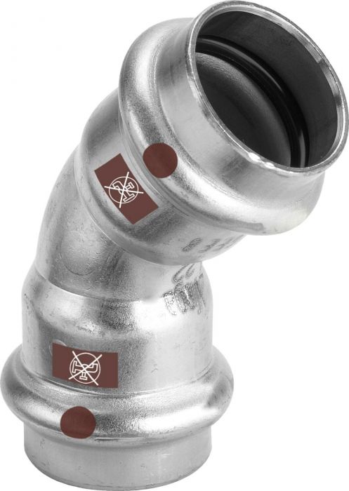 Łuk 45° z SC-Contur ze stali nierdzewnej przyłącze zaprasowywane 18 mm Temponox 1726