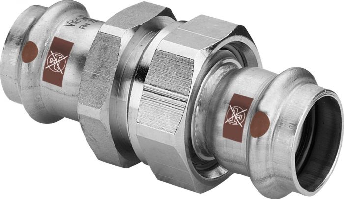 Dwuzłączka z SC-Contur ze stali nierdzewnej przyłącze zaprasowywane uszczelnienie płaskie 28 mm Temponox 1760