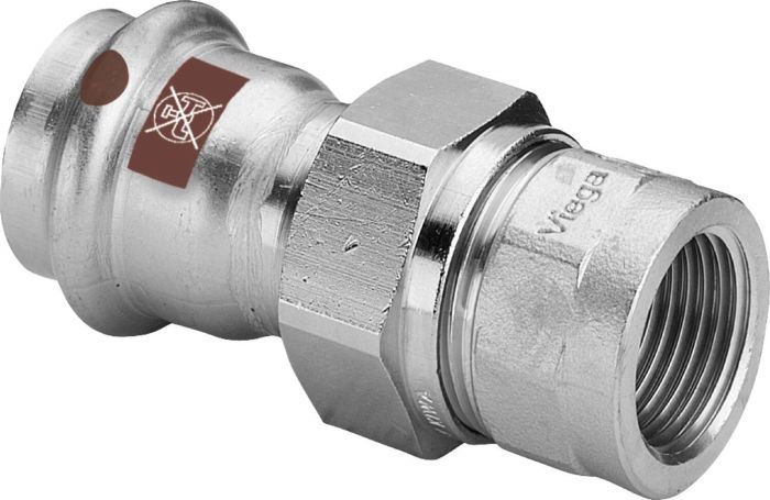 Dwuzłączka przejściowa z SC-Contur ze stali nierdzewnej przyłącze zaprasowywane uszczelnienie płaskie 18 mm x 1/2" GW Temponox 1762