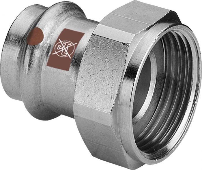 Dwuzłączka przyłączeniowa z SC-Contur ze stali nierdzewnej przyłącze zaprasowywane 42 mm x 1 3/4" GW Temponox 1763